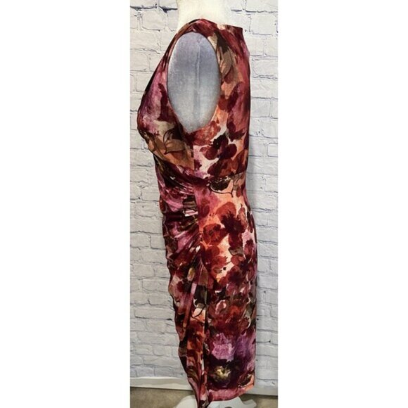 NWT LAUREN Ralph Lauren Multicolored Floral Sheath Sleeveless Midi Dress Size 10 - Picture 3 of 7